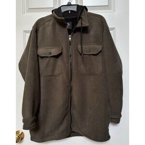 CANYON CLUB SIZE SMALL JACKET MEN'S FLEECE OLIVE HOODIE POCKETS LONG SLEEVE